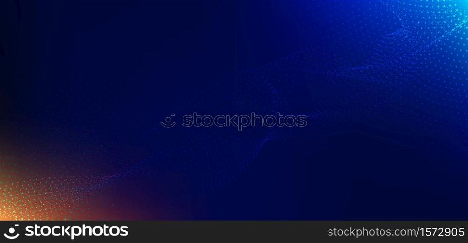 Abstract technology futuristic particle lines mesh blue background with light effect. Vector illustration