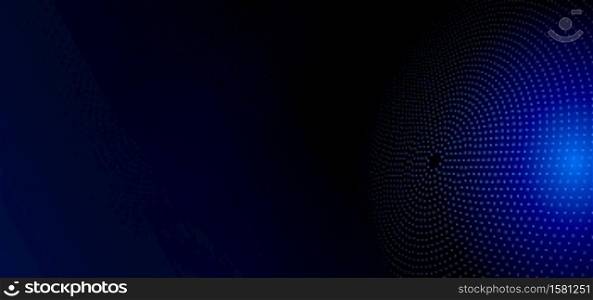 Abstract technology futuristic particle lines on dark blue background with light effect. Vector illustration