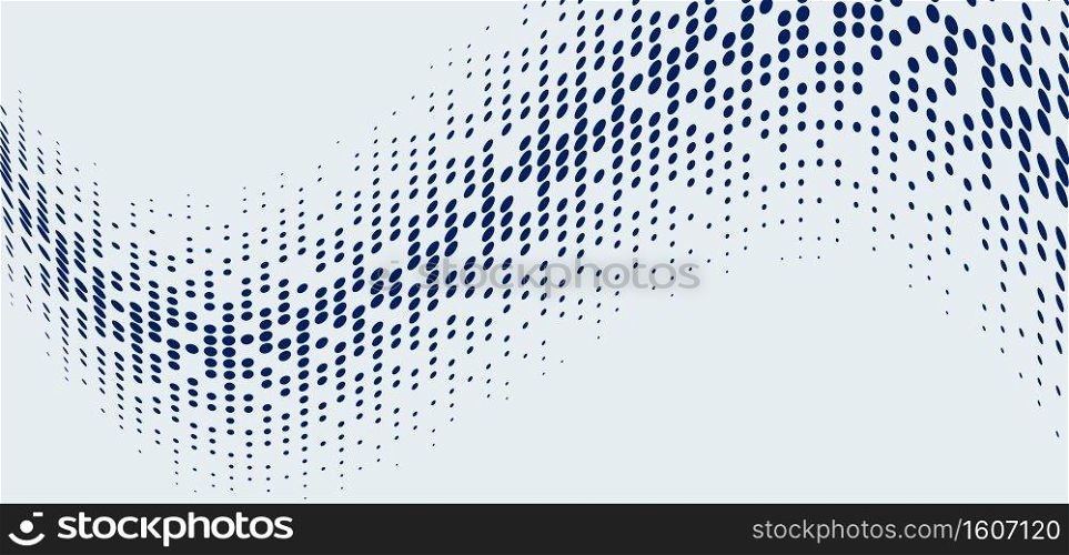 Abstract technology futuristic style big data blue geometric circle pattern wave halftone on white background and texture. Vector illustration
