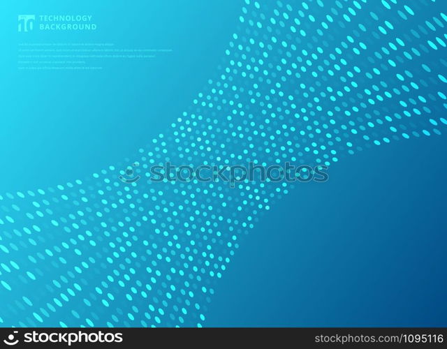Abstract technology futuristic style dots neon pattern curve on blue background. Big data. Vector illustration