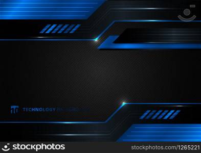 Abstract technology geometric blue and black color shiny motion background. Template with header and footers for brochure, print, ad, magazine, poster, website, magazine, leaflet, annual report. Vector corporate