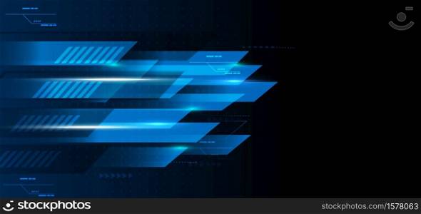 Abstract technology geometric blue and black color with blue light on black background. You can use for ad, poster, template, business presentation. Vector illustration