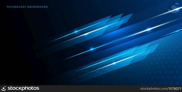 Abstract technology geometric blue color with blue light on black background. You can use for ad, poster, template, business presentation. Vector illustration