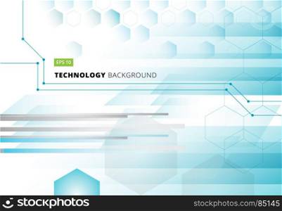 Abstract technology geometric digital blue hexagons concept background. Space for your text. Vector illustration