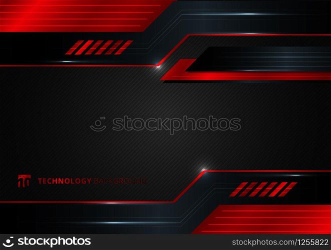 Abstract technology geometric red and black color shiny motion background. Template with header and footers for brochure, print, ad, magazine, poster, website, magazine, leaflet, annual report. Vector corporate