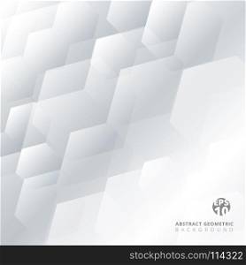 Abstract technology gray and white geometric hexagon overlay background with copy space. Template brochure design. Vector illustration