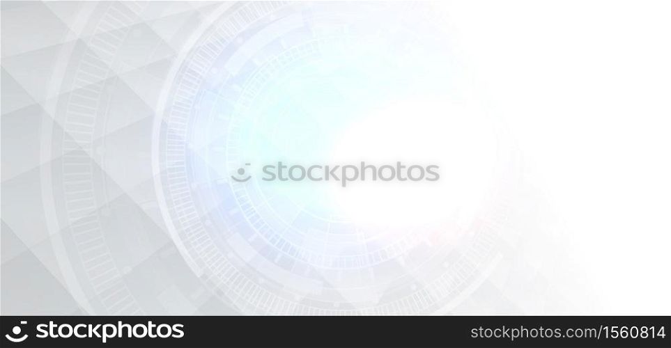 Abstract technology gray and white shape gear banner. Futuristic background. Vector illustration