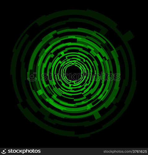 Abstract technology green circles background, vector illustration
