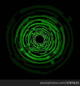 Abstract technology green circles background, vector illustration