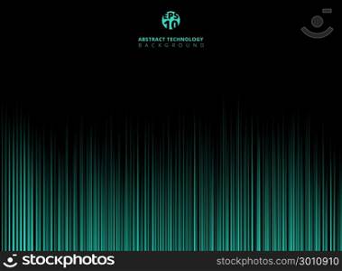 Abstract technology green light lazer lines vertical pattern on dark background. Vector graphic illustration