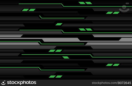 Abstract technology green light power cyber line futuristic black circuit on metal design ultramodern background vector