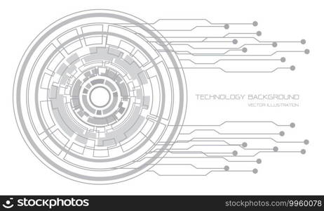 Abstract technology grey circle cyber circuit line on white futuristic design modern background vector illustration.