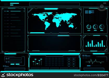 Abstract technology hud futuristic interface control panel, vector design.