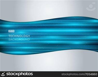 Abstract technology light blue laser horizontal background with copy space. Vector illustration