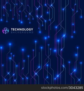 Abstract technology lines with lighting glow futuristic on dark blue background. Vector illustration. Abstract technology lines with lighting glow futuristic on dark