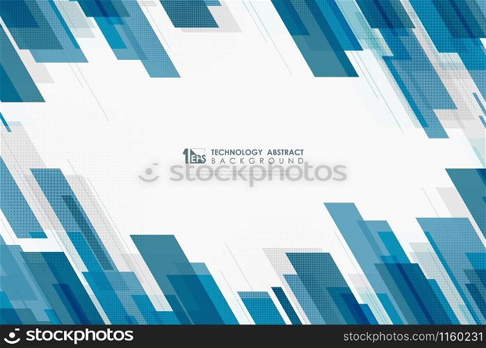 Abstract technology of blue line template overlap design decorative background with halftone pattern. Decorate for poster, ad, artwork, template. illustration vector eps10