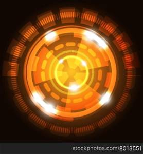 Abstract technology orange background with circles, stock vector