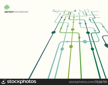 Abstract technology perspective background green color curved lines, dots with copy space. flat design. Vector illustration for cover book, brochure, flyer, poster, magazine, CD cover design, website, app mobile, annual report, T-shirt