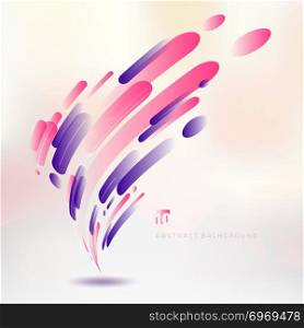 Abstract technology pink and purple geometric rounded lines pattern twist rotate motion background modern style. Vector illustration
