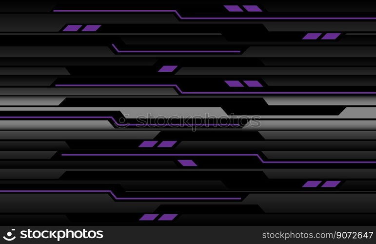 Abstract technology purple light power cyber line futuristic black circuit on metal design ultramodern background vector 