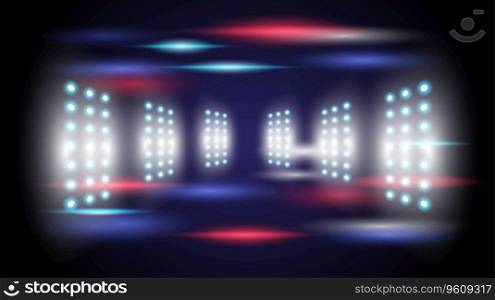 Abstract technology red blue background stadium stage hall with scenic lights of round futuristic technology user interface Blue vector lighting empty stage spotlight background.