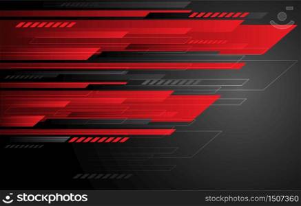 Abstract technology red grey speed stripes on dark gradient. Modern futuristic background design vector illustration.