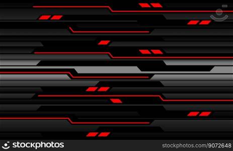 Abstract technology red light power cyber line futuristic black circuit on metal design ultramodern background vector 