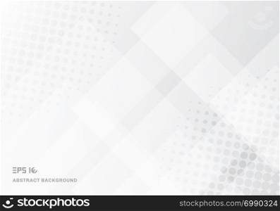 Abstract technology squares overlapping with halftone white background. Vector illustration