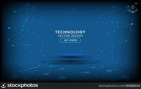 Abstract technology stage product background Hi-tech communication concept, technology, digital business, innovation, science fiction scene vector illustration with copy-space.