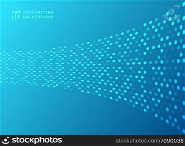 Abstract technology style dots neon pattern curve on blue background. Vector illustration