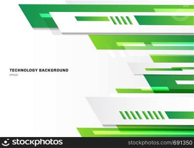 Abstract technology style green geometric bright design on white background with space for text. Template brochure design of modern corporate tech. Vector illustration