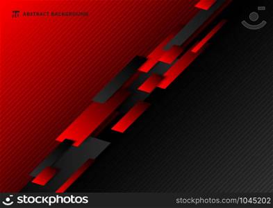 Abstract technology template geometric diagonal overlapping separate contrast red and black background. Vector illustration