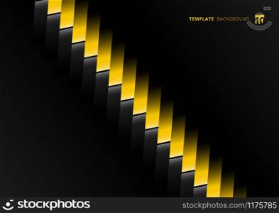 Abstract technology template geometric separate contrast yellow rectangle diagonal on black background. Vector illustration