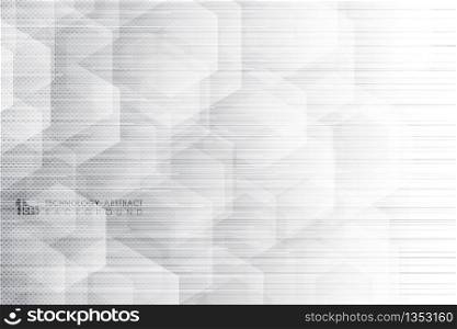 Abstract technology white template with hexagonal design with line artwork background. Decorate for ad, poster, template design, artwork, presentation. illustration vector eps10