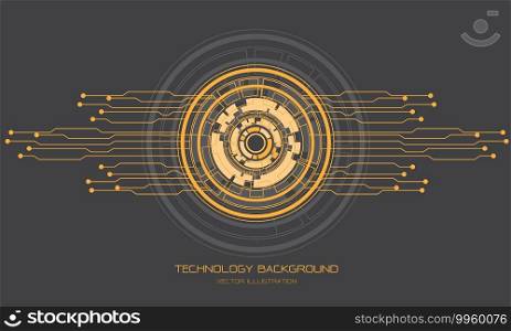 Abstract technology yellow grey circle cyber circuit line futuristic design modern background vector illustration.