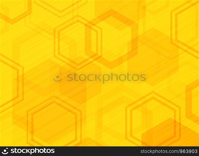 Abstract technology yellow hexagon pattern modern design background. Decorating in color dimension design using for ad, poster, brochure, copy space, print, cover design artwork. illustration vector eps10