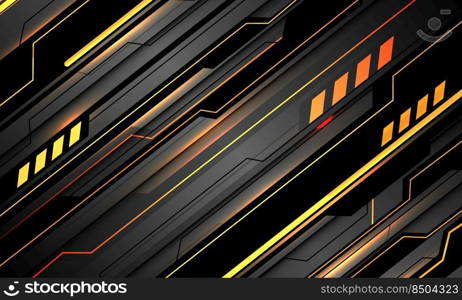 Abstract technology yellow light black circuit cyber futuristic grey metallic dynamic design modern background vector illustration.