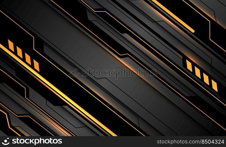 Abstract technology yellow light black circuit cyber futuristic grey metallic dynamic design modern background vector illustration.