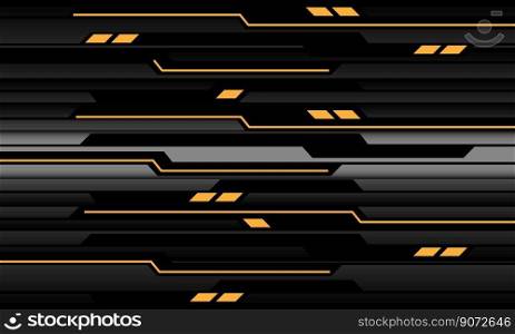 Abstract technology yellow light power cyber line futuristic black circuit on metal design ultramodern background vector