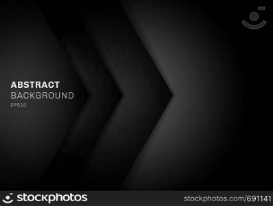 Abstract template 3D black triangle with overlap paper layer gradient color with copy space background. Vector illustration