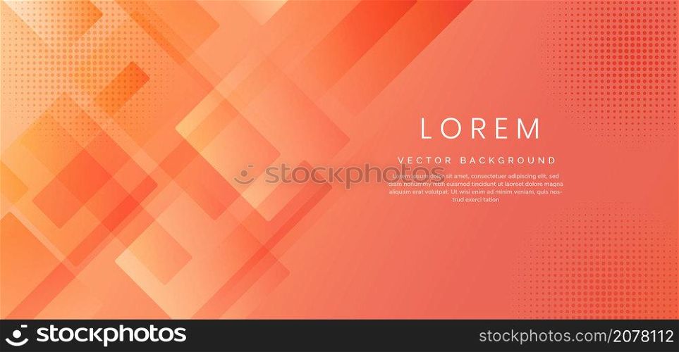 Abstract template background orange squares overlapping with halftone and texture. You can use for ad, poster, template, business presentation. Vector illustration
