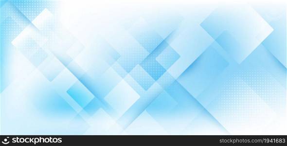Abstract template background white and bright blue squares overlapping with halftone and texture. You can use for ad, poster, template, business presentation. Vector illustration