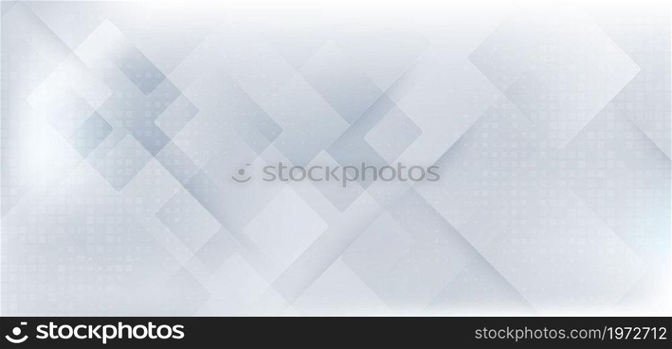 Abstract template background white and grey squares overlapping with halftone and texture. You can use for ad, poster, template, business presentation. Vector illustration