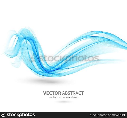 Abstract template background with blue curved wave. Wavy lines. Abstract template background with wave
