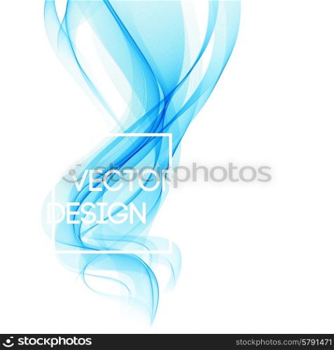 Abstract template background with blue curved wave. Wavy lines. Abstract template background with wave