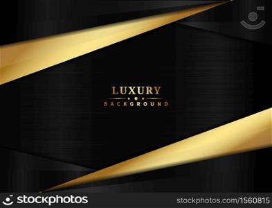 Abstract template black and golden triangle overlapping on black background luxury style. Vector illustration