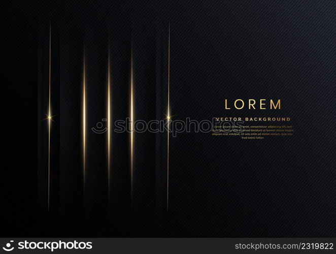 Abstract template black and gray gradient layer and shadow with gold light effect with copy space for text. Modern luxury. Vector illustration
