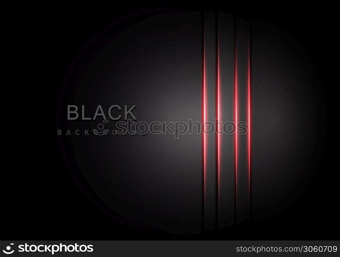 Abstract template black and gray gradient layer and shadow with red light effect and diagonal lines with copy space for text. Modern luxury. Vector illustration