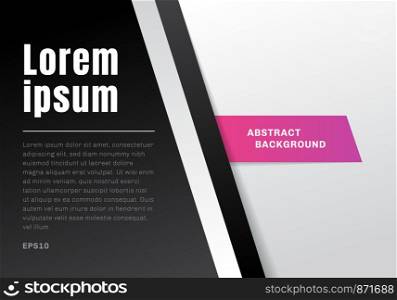 Abstract template black and white gradient color background with separate diagonal paper style. Vector illustration