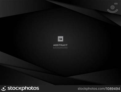 Abstract template black geometric frame layout modern technology design on dark background. You can use for cover brochure, flyer, poster, banner web, etc. Vector illustration